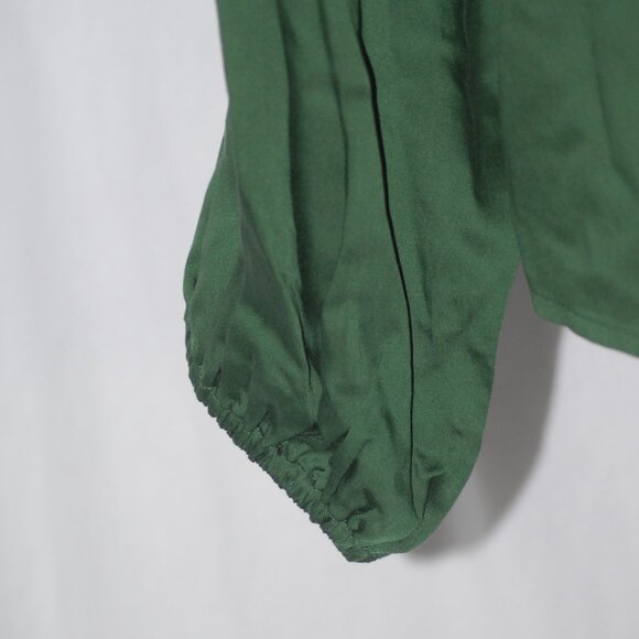 NWT 100% Tencel Machine Washable Womens XS Forest Green Blouse Button Down - Picture 7 of 7